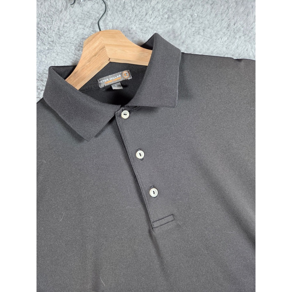 Peter Millar Polo Shirt Large Black Womens Summer Comfort Lincoln Logo Stretch